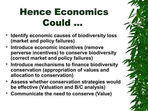 Economic Aspects Of Biodiversity Valuation And Mainstreaming Ppt