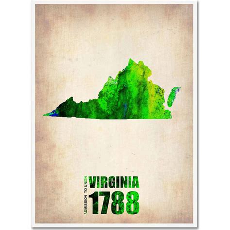 Trademark Fine Art "Virginia Watercolor Map" Canvas Art by Naxart ...