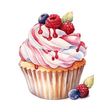 Cupcake Dessert Watercolor Illustration Cupcake Watercolor Dessert