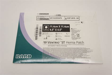 5950020 Bard Mesh Ventrio St Hernia Patch Circle 45in X 45in X