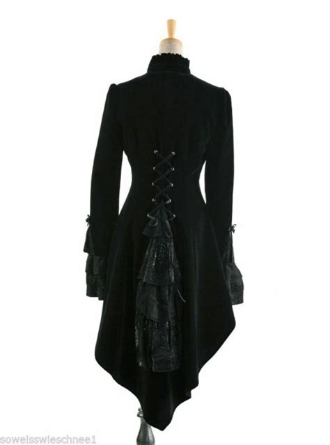 Punk Rave Samt Mantel Gehrock Frack Gothic Jacket Barock Tailcoat