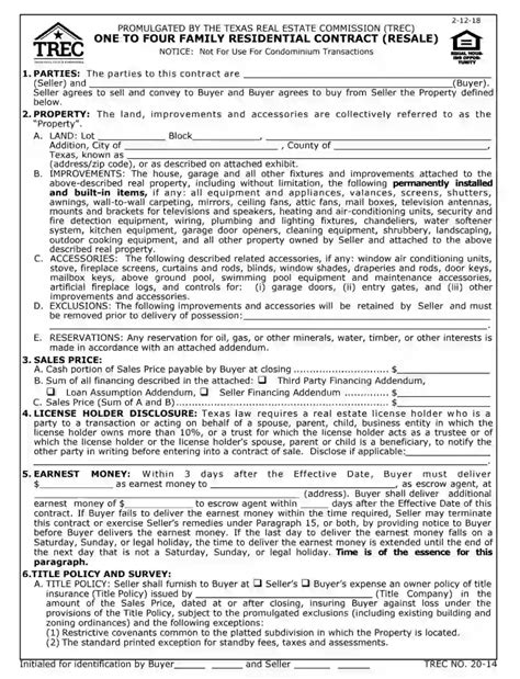 Trec Fill Out Printable Pdf Forms Online