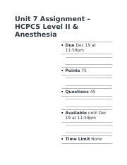 Unit 7 Assignment HCPCS Level II Anesthesia Docx Unit 7