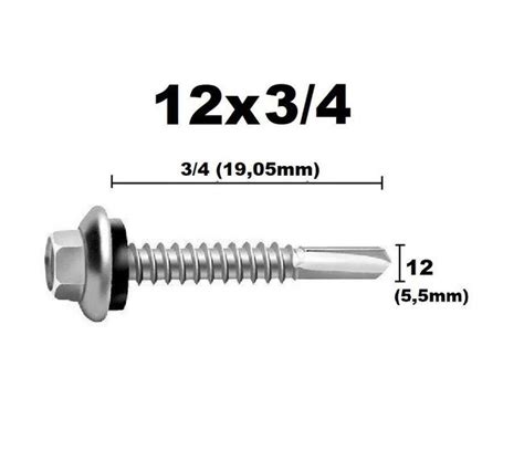 Kit 50 Peças Parafuso Auto Brocante 12x3 4 5 5x19 05mm Sextavado