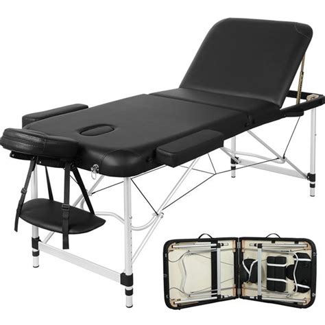 Yaheetech Table De Massage Pliante Professionnelle 3 Section Noir