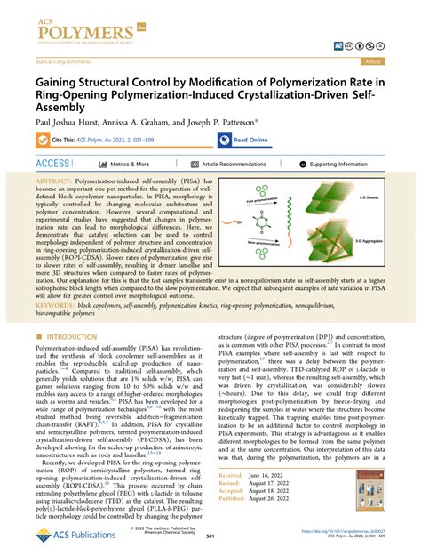 Pdf Gaining Structural Control By Modification Of Polymerization Rate