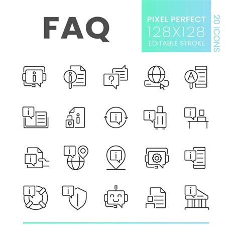 Faq Pixel Perfect Linear Icons Set List Of Answers And Questions