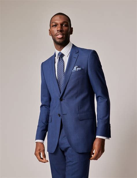 Indigo Prince Of Wales Check Slim Suit Jacket Hawes And Curtis