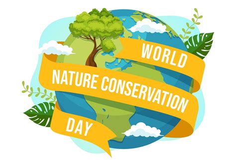 world nature conservation day vector illustration  world map tree