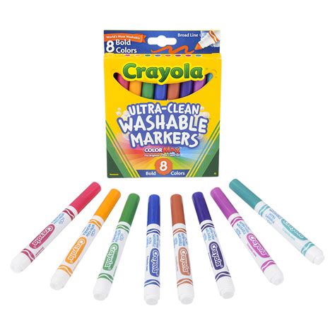 Crayola Fine Point Non Washable Markers Classic Colors 8 Pack Thin