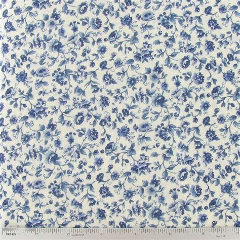 Blue Floral On Cream Cotton Calico Fabric Hobby Lobby 276535