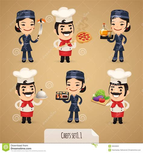 Personagens De Banda Desenhada Set Dos Cozinheiros Chefe Ilustra O