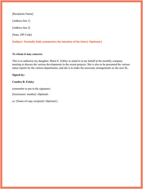 Authorization Letter Sample Business Mentor