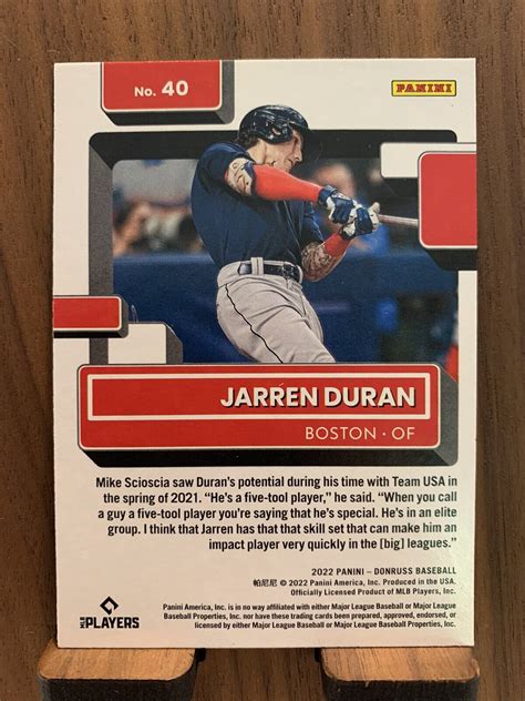 2022 Panini Donruss Rated Rookie 40 Jarren Duran RC For Sale