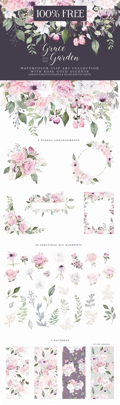 free watercolor flower clip art | Free watercolor flowers, Flower clip, Flower clipart