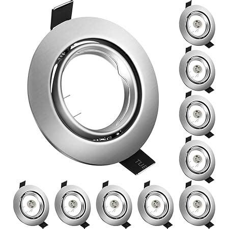 MiniSun Pack Of 10 Modern Fire Rated Brushed Chrome GU10 Recessed