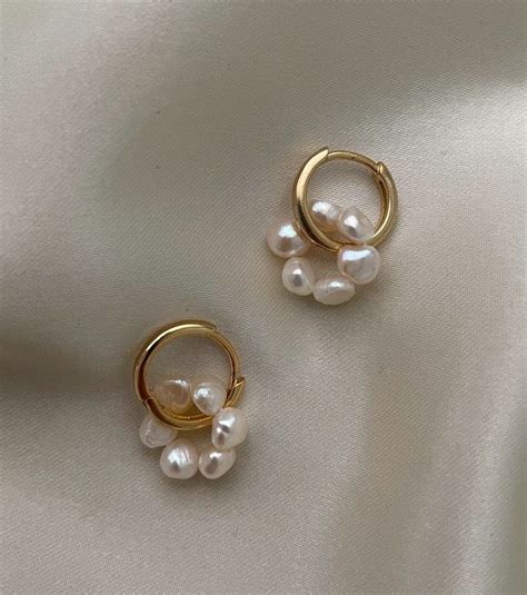 My Gold Plated Huggie Hoop Earrings With Freshwater Pearls By Etsy