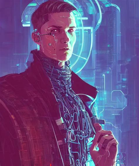 A Portrait Of A Male Cyberpunk Netrunner Made Of Stable Diffusion