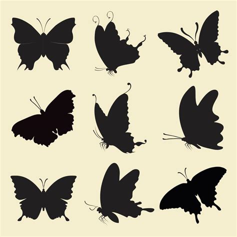 Vector Butterfly Silhouettes Of Different Species 17101549 Vector Art