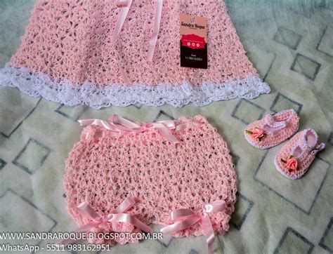 Sandra Roque Artesanatos Vestidinho Rosa Nude Tamanho A Meses