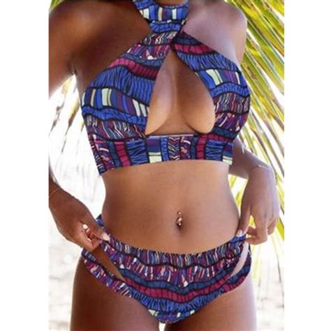 New Floral Print Women Bikini Set Push Up Halter Swimsuit Bandage