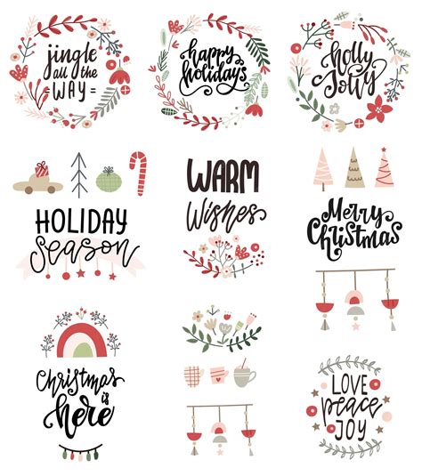 Premium Vector Set Of Christmas Lettering Quotes Vector Illustration