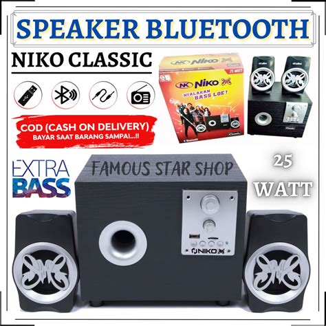 Jual Speaker Aktif Bluetooth Niko Classic 25watt Wooden Subwoofer Bass