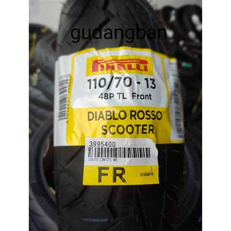 Jual Pirelli Diablo Rosso Scooter 110 70 13 Tubeless Ban Luar Motor