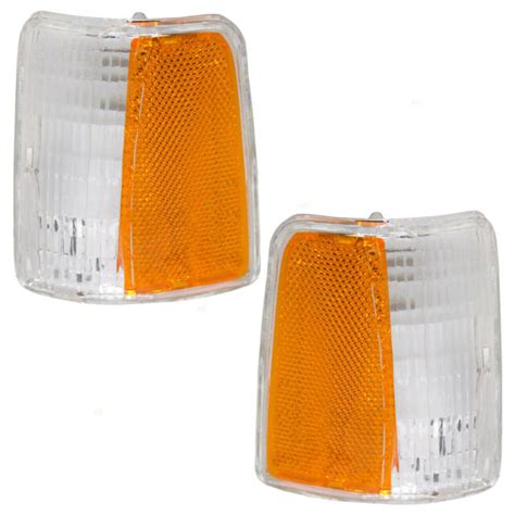 Pair Side Marker Reflector Lights For 91 96 Dodge Dakota Amber And Clear Lens Set Ebay