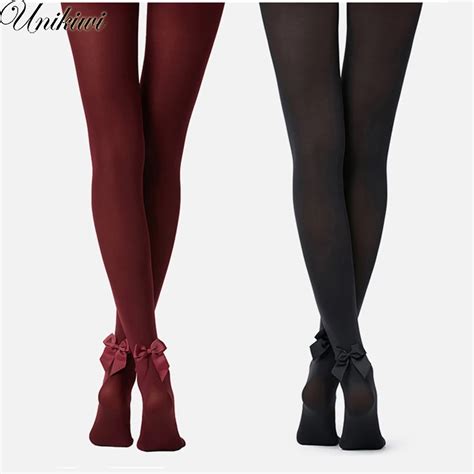 Unikiwiautumn Winter Womens Tights 120d Velvet Bowknot Stockingschic