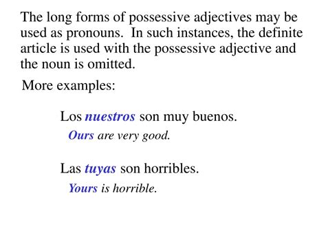 Ppt Long Form Possessive Adjectives And Pronouns Powerpoint Presentation Id9504359