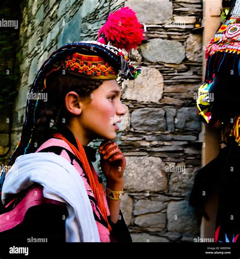 Portrait Of Kalash Tribe Woman In National Costume At Joshi Fest