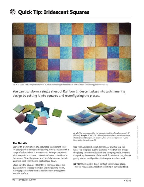 Bullseye Glass Quick Tip Article Iridescent Squares