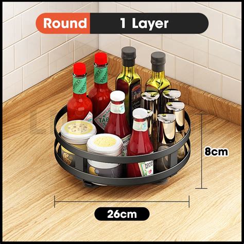 Degree Rotatable Kitchen Spice Rack Layers Rak Dapur