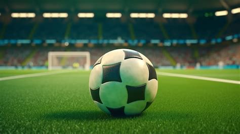 Premium Ai Image Ball On The Green Field In Soccer Stadium Ready For