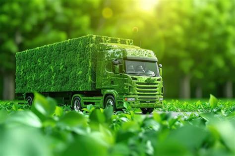 Green Logistics Ecofriendly Delivery Truck Premium Ai Generated Image