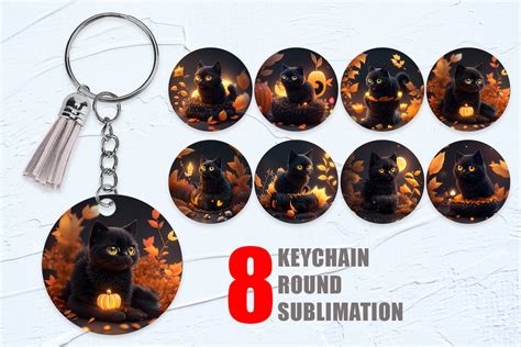 Keychain D Black Cat Halloween Graphic By Artnoy Creative Fabrica