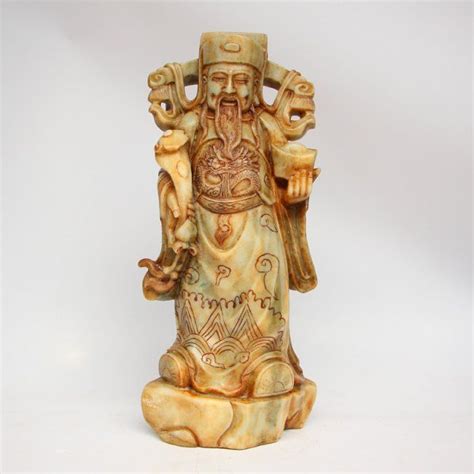 21 kg Chinese Hetian Jade Statue Fortune Taoism Deity 中國清代