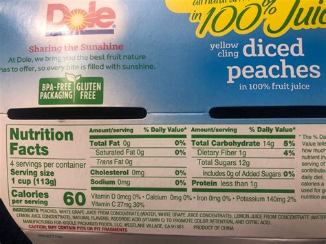 Dole Fruit Cups Nutrition Facts Blog Dandk