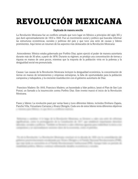 Solution Revoluci N Mexicana Explicada Sencillamente Studypool