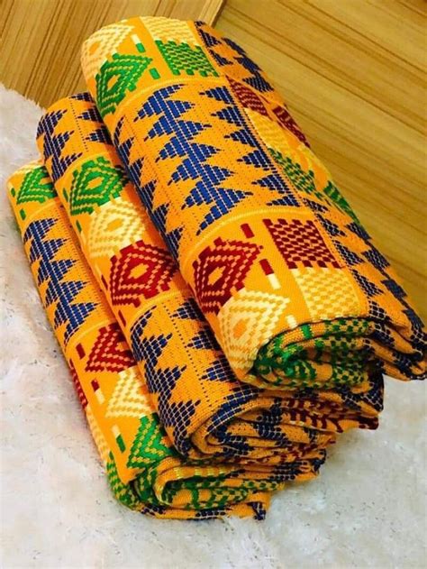 Ghana Authentic Handwoven Blue Gold And White Kente 6 Yards Kente