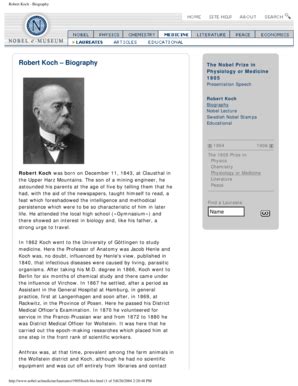 Robert Koch Biography - Fill Online, Printable, Fillable, Blank | pdfFiller