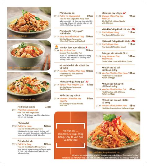 Menu Thaiexpress Tại Hcm