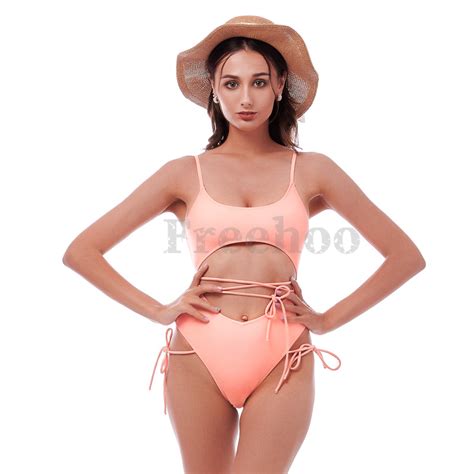 Women S Sexy Pink Multi Strap Cutout Wireless One Piece Swimwear Bikini And Swimwear Price