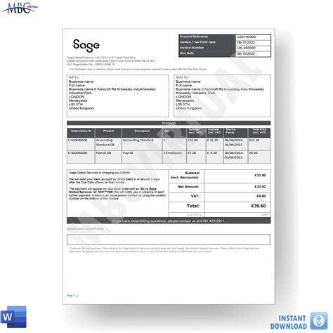 New Sage Uk Invoice Template Mbcvirtual