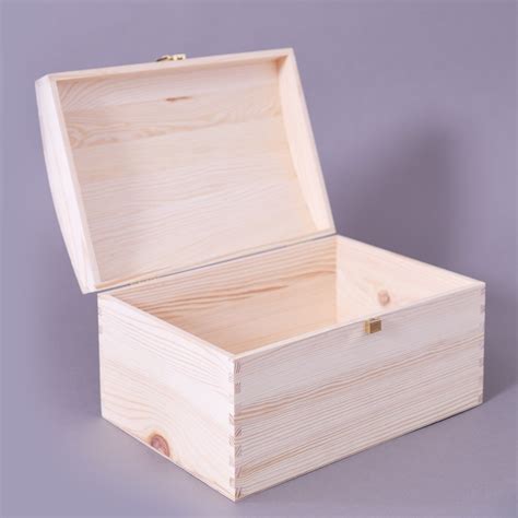 Unfinished Wooden Chest Wood Storage Box With Curved Lid And