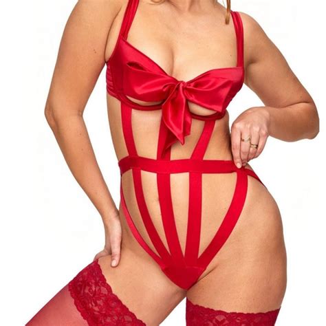 Adore Me Intimates Sleepwear Red Strappy Lingerie Set Poshmark