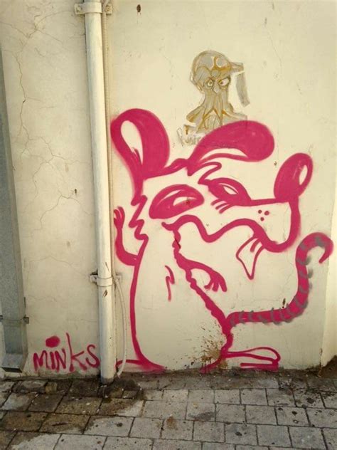 Graffiti Drawing With Pink Rat