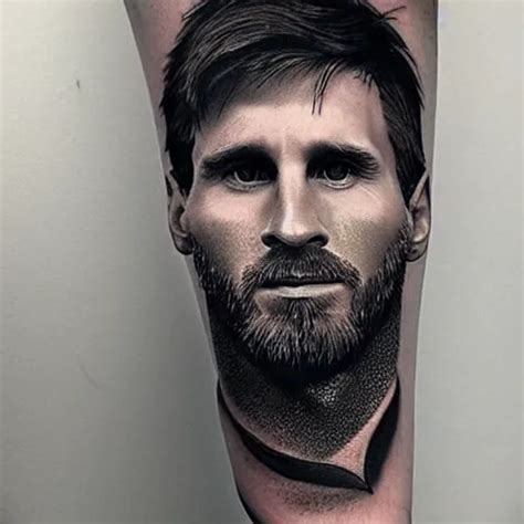 Realistic Tattoo Sketch Of A Lionel Messi Face Double Stable Diffusion