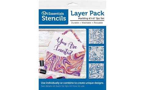 Pa Essentials Stencil Layer Pack Marbling 3 Piece For Painting On